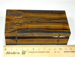Шкатулка Тигровый глаз с крышкой на шарнирах, ЮАР (115*60*35 мм, 330 г) №26664