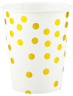 Стаканы (250 мл) Золотое конфетти, Белый/Золото, Металлик, 6 шт.