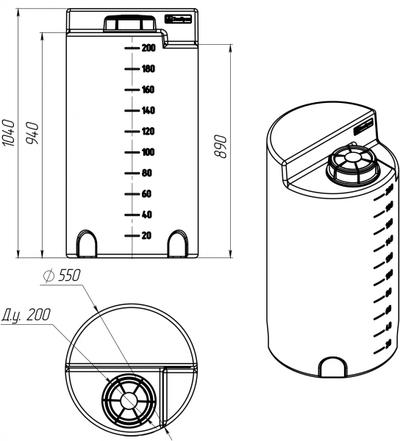 Размеры дозировочной емкости 200 литров