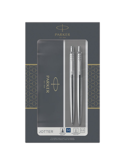 Набор PARKER "Jotter Stainless Steel CT": шариковая ручка синяя и механический карандаш, 2093256