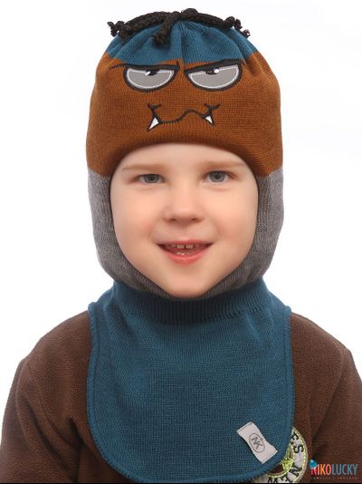 Шапка-шлем  19101-06, цвет сине-морской,горчичный, р. 52-54