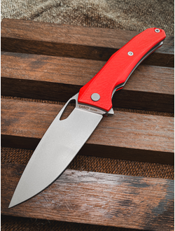 складной Нож Бизон сталь D2, рукоять G10, цвет красный
