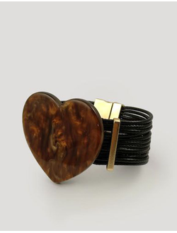 (АРТИКУЛ: 7240/01) БРАСЛЕТ  ЖЕНСКИЙ, ШИРОКИЙ, ЧЕРНЫЕ НИТИ, МЕТАЛЛ ЦВЕТ "ЗОЛОТО", ЮВЕЛИРНЫЙ ПЛАСТИК В ЗОЛОТИСТО-КОРИЧНЕВЫХ ТОНАХ, НА МАГНИТЕ