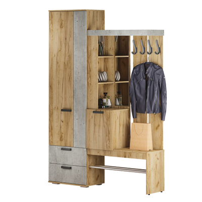 Прихожая Трамп (1500*2176*376мм), крафт/бетон