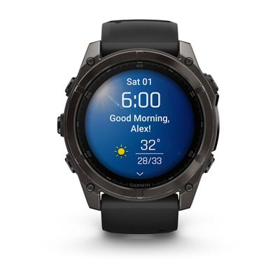 Умные часы Garmin Fenix 8 - 51 мм, AMOLED Sapphire, Titanium, угольно-серый DLC, пепельно-черный силиконовый ремешок (010-02905-21)