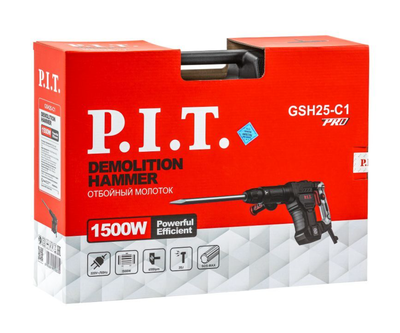 Молоток отбойный P.I.T.  GSH25-C1 (20дж,1500Вт, 12 положений угла установ зубила, хвостовик SDS-MAX)
