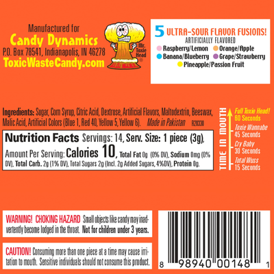 Леденцы Toxic Waste Nuclear Fusion двойные вкусы - большая упаковка