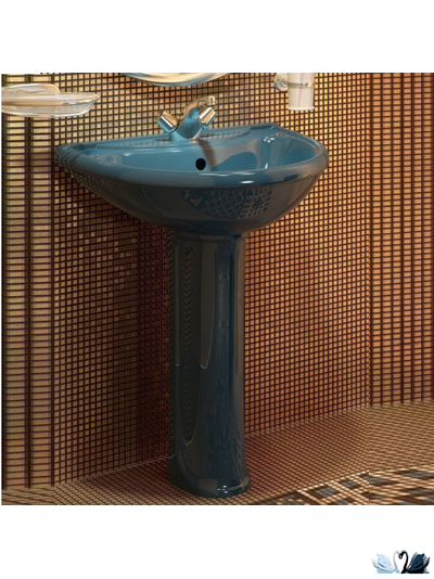 Раковина с пьедесталом Оскольская керамика Престиж, 63 см, зеленый, для ванной