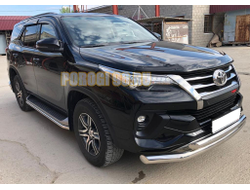 Защита переднего бампера двойная d76/60 для Toyota Fortuner (2018-...)