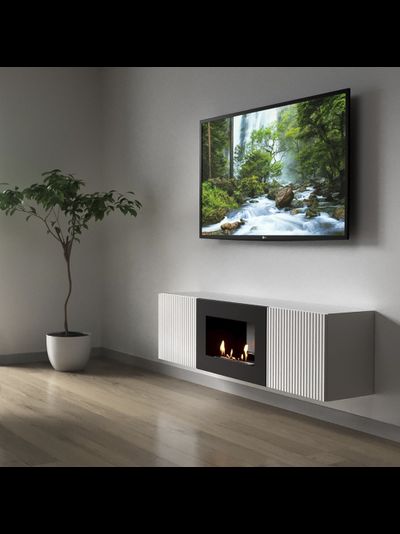 Тумба с биокамином Firelight BFP/P-1400L белая