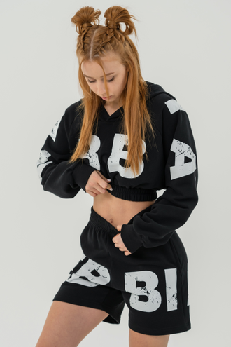 Укороченная толстовка TRAINING CROPPED HOODIE MUSCLE MOMMY 619 Черная