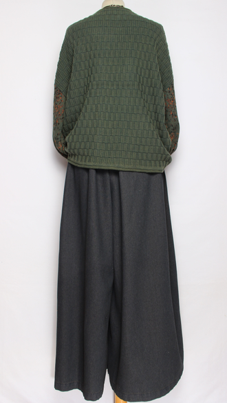 Джемпер ХЛОПОК СОТЫ "ЦВЕТНОЙ РУКАВ" трава до р.52