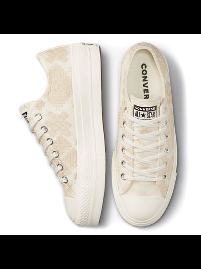 Кеды Converse Lift Platform Chuck Taylor All Star Tonal Embroidery белые короткие с вышивкой
