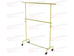 G-RD002 Вешало напольное двухъярусное регулируемое по высоте и длине перекладины усиленное цвет: золото L= 1500 мм ⇄ 2250 мм