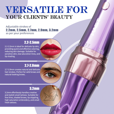 Беспроводная машинка Mast P60 PMU And Tattoo Adjustable 2.2mm-3.2mm Stroke Pink