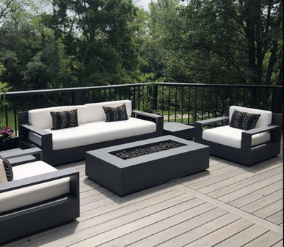 Стол-камин газовый с подсветкой и стеклянными экранами