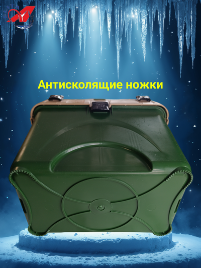 Ящик для зимней рыбалки (А-элита) А-Box/ с термометром, зеленый (1карман, полка, перегородка)