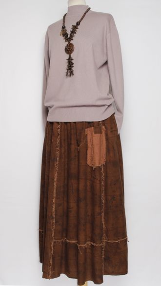 ЮБКА "Веточки винтажная" терракотовая  до р.52