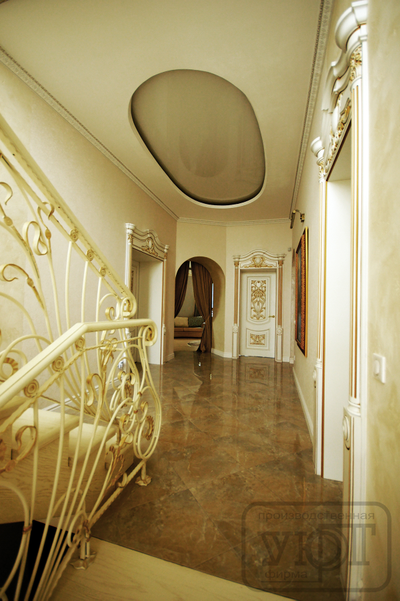 л-7. ограждение - ручная ковка. ступени, поручень - массив бука