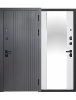 Тайга10 CM 2МДФ Зеркало Сатин Графит Эмалит Белый