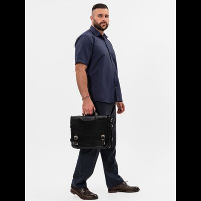 Кожаный портфель Realdo black (арт. 2017-01)