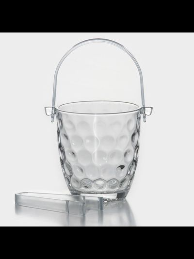 Ведерко для льда, 700 мл, стеклянное с платиковыми щипцами