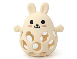 Погремушка - прорезыватель из силикона Зайчик молочный