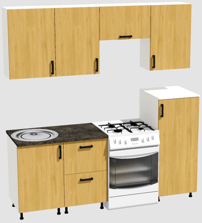 Кухня Эконом 1,5 метра с полуколонкой (1000х500) Цвет: Дуб Сонома/Дуб Сонома