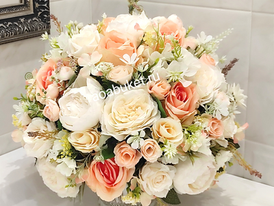 Отличная композиция из искусственных цветов тёплых оттенков - Хлое № МС004 - в Москве