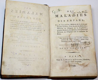 Chambon N. Des maladies des enfans. [О детских болезнях]. Том 1. Paris: A.J. Dugour et Durand, 1799.