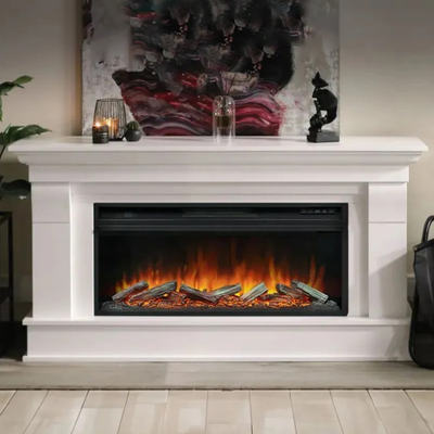 Линейный электрокамин Monaco WT с очагом Vision 42 LOG LED