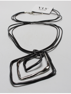 Подвеска "Три ромба" серебро и темный металл