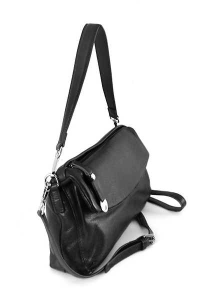 (АРТИКУЛ: 8401/1) СУМКА ЖЕНСКАЯ, НЕБОЛЬШАЯ, НАТУРАЛЬНАЯ КОЖА, ЧЕРНАЯ, ДВА ОТДЕЛЕНИЯ, С ДВУМЯ ПЛЕЧЕВЫМИ РЕМНЯМИ