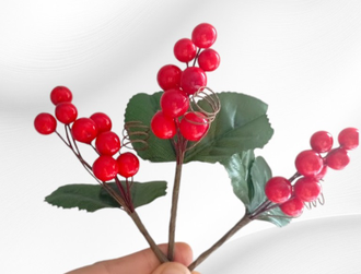 Искусственная веточка "Букетик с ягодками", высота 13 см, цена за 1 веточку