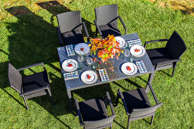 Обеденный комплект  MILANO черный на 6 персон