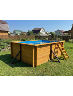 Деревянный морозоустойчивый бассейн "Кая" 370 х 260 х 145 см Кристалл прямоугольный