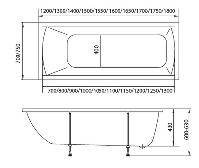 Акриловая ванна 1Marka Modern 180x75