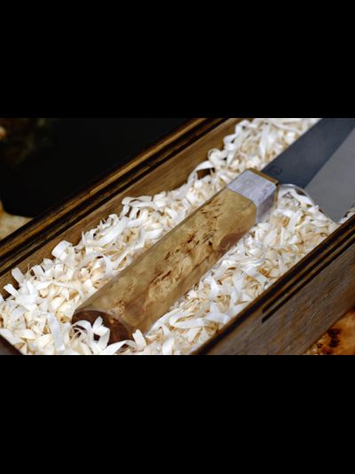 Нож ручной работы Gyuto Y82 / сталь D2 / карельская береза / натуральный цвет