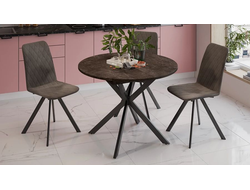 Стол обеденный раздвижной Мэдисон Тип 1 Черный муар/Ателье темный