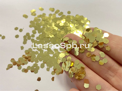 Глиттер блестки Золото 4 мм полиэстровые, вес 1 кг