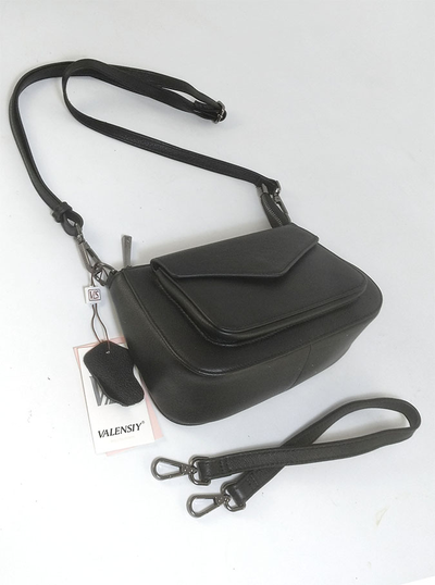 (АРТИКУЛ: 10012/1/8) СУМКА ЖЕНСКАЯ, НЕБОЛЬШАЯ, НАТУРАЛЬНАЯ КОЖА, ЧЕРНАЯ, СПЕРЕДИ НАКЛАДНОЙ КАРМАН, ДВА ПЛЕЧЕВЫХ РЕМНЯ