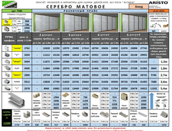 Прайс  на  систему  СТАНДАРТ  в цвете  Серебро Матовое  ARISTO