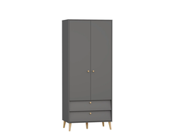 Спальня АФИНА - Шкаф 2-х дверный с двумя ящиками Графит