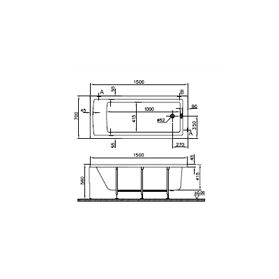 Ванна прямоугольная Neon 150X70 см, 52510001000