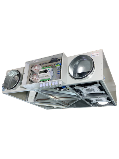 VMPVU-E-PR-750-3.6/1-1 КОМПАКТНАЯ ПРИТОЧНО-ВЫТЯЖНАЯ УСТАНОВКА С ПЛАСТИНЧАТЫМ РЕКУПЕРАТОРОМ до 750 м3/ч, 3,6 kW/230VAC