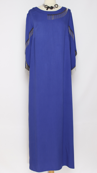 ПЛАТЬЕ ШЕЛКОВОЕ "ЦЕПОЧКИ " синее р.48-54