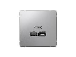 Systeme Electric ArtGallery Алюминий USB Розетка A + тип-C 45Вт QC, PD, механизм GAL000329