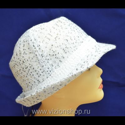 Шляпа с паетками Vizio Италия 5051 белая