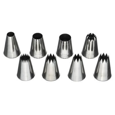 Набор кондитерских насадок 8 шт нерж. для больших меренг и кремовых шапочек