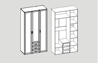 Шкаф 3х и 4х створчатый  - Оксфорд 3  (Атлант)